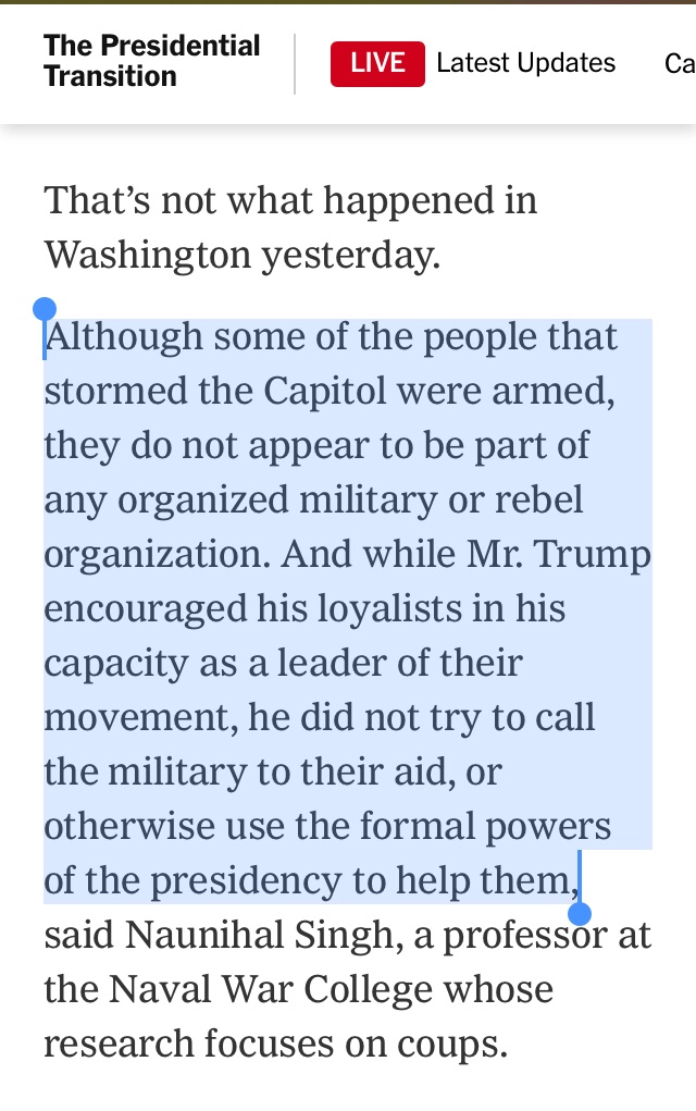 There is ample video and documentary evidence of formal security force (police) and paramilitary participation. Its coherence isn’t required.It has also been widely reported that Trump refused to use his formal power to impede them with the National Guard.This isn’t hard.