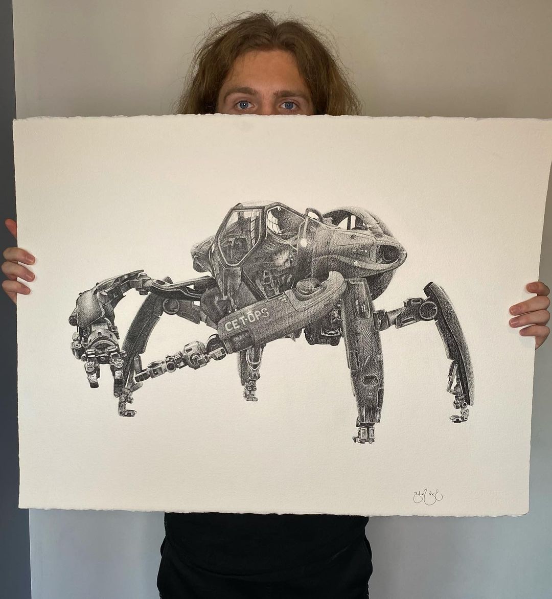 officialavatar's tweet photo. Cheers to zachsalek (IG) for sharing this wonderfully detailed pen and ink rendition of the Crabsuit, one of the new RDA vehicles that will be seen in the Avatar sequels.

#NaviNationCreation https://t.co/vs6z0qK7MT
