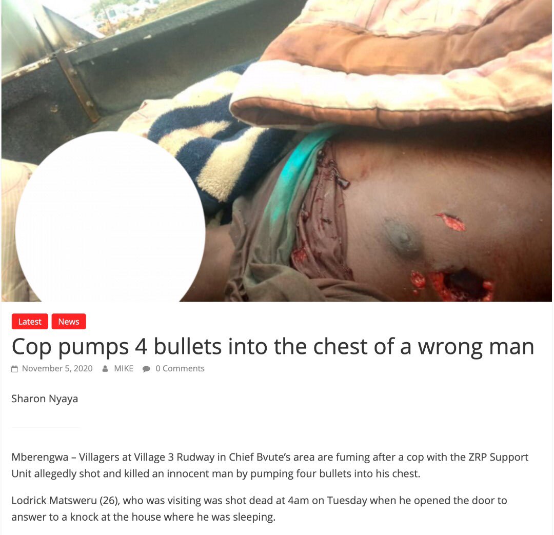 In November 2020, an officer from the police Support Unit shot and killed 26-year-old Lodrick Matsweru after he opened the door in response to their knock. It turned out to be a case of mistaken identity. Police have not apologised or offered compensation to the family. /14