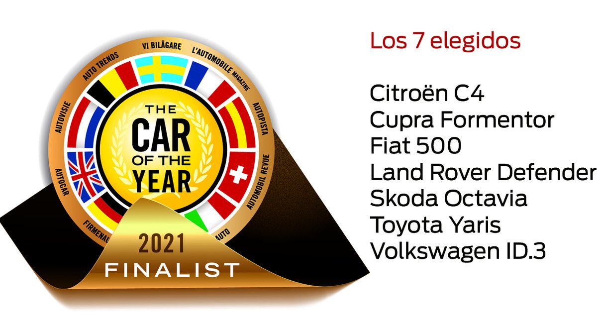 Ya tenemos finalistas para el <a href="/caroftheyear/">Car of the Year</a> 2021. Los siete candidatos elegidos para que uno herede la corona del Peugeot 208 (coche del año 2020) son: Citroën C4, Cupra Formentor, Fiat 500, Land Rover Defender, Skoda Octavia, Toyota Yaris y Volkswagen ID.3. Empieza la batalla.