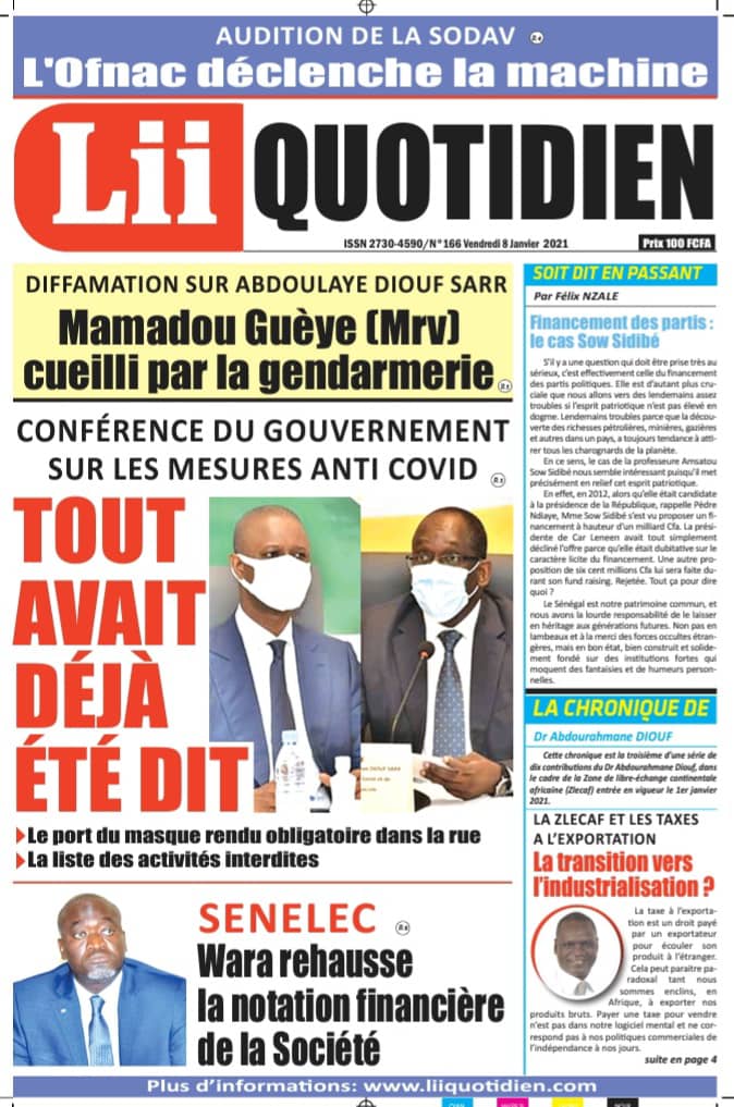 2stvsenegal's tweet photo. Bonjour chers amis lecteurs 📖, Voici la #une de votre Journal #LIIQUOTIDIEN de ce #Vendredi8Janvier accompagnée d'une #revuedetitres de la presse avec #ASTOUDIONE
Cliquez sur le lien pour suivre la revue 👉🏾 : https://t.co/z9PREyS5kG
Excellente journée à tous ! https://t.co/CPWX2oap0k