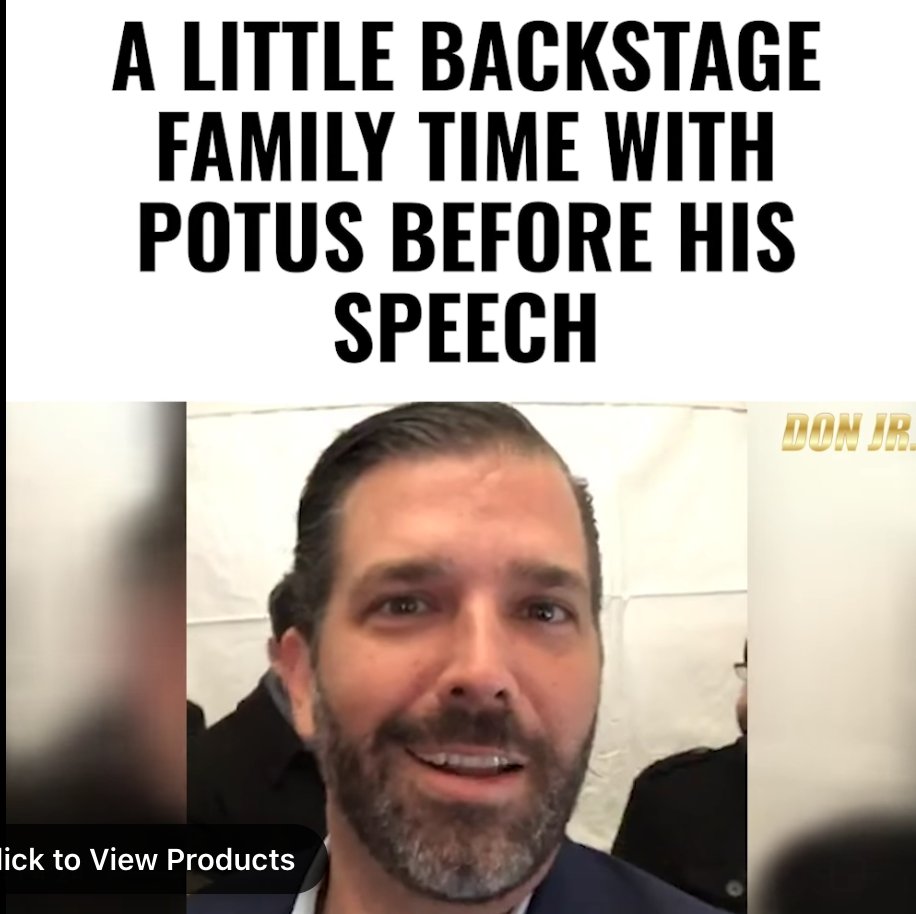 Before 12PM EST: “Just awesome patriots that are sick of the bullshit.” Donald Trump JR. records a video of President Trump backstage before he takes the stage to address his supporters. Laura Branigan's Gloria is blasting in the background.  https://www.facebook.com/watch/?ref=search&v=1549046981967314