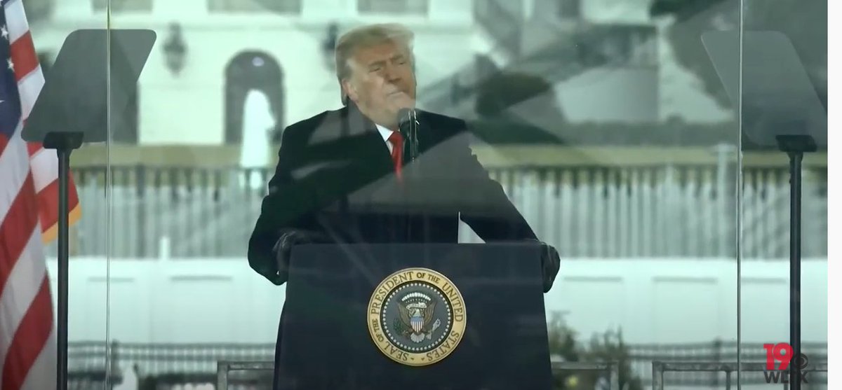Around 12PM EST: President Trump starts to address thousands of his supporters gathered at The Ellipse. In what is a roughly hour-long speech, he tells the crowd to march down to the Capitol. Full transcript:  https://www.rev.com/transcript-editor/shared/7Nw_aFgSCwkywakGftVXzVw6NTJEvtBTeS6rNigOo221hgTCjvDEnf_zvai7Hv5hmGYuImOca6TjcP2GuV0K1i_9pOY?loadFrom=PastedDeeplink&ts=1096.35