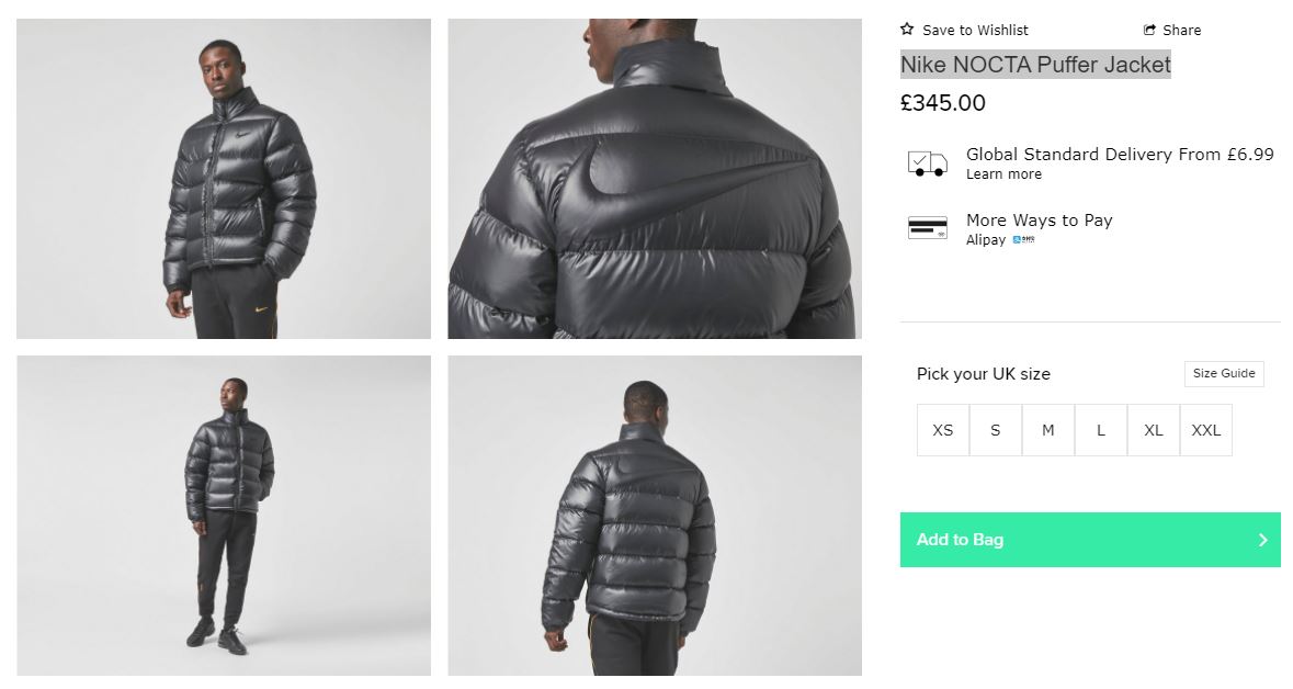 nike puffer jacket sizing