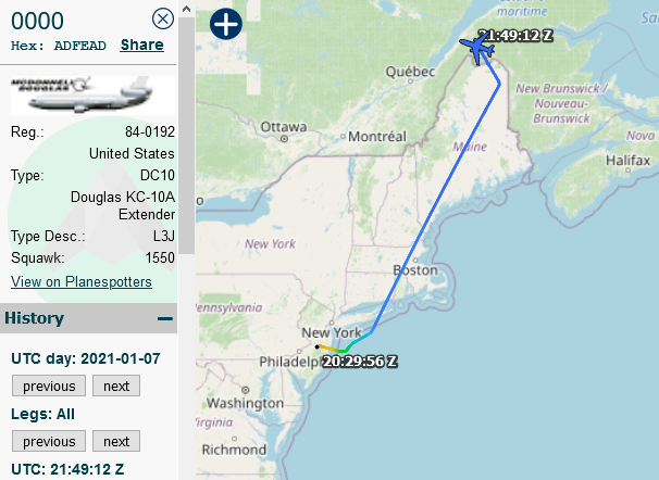 SirListenalot's tweet photo. Thanks for the replies!πI noted a #SPUR81 joining up with #SPUR83 over PQI and continuing as "SPUR81 flight". I couldn't find "81" yesterday, I just did. Would've been a lot easier if you'd given me its ID right away... https://t.co/FMRcBF3gcm