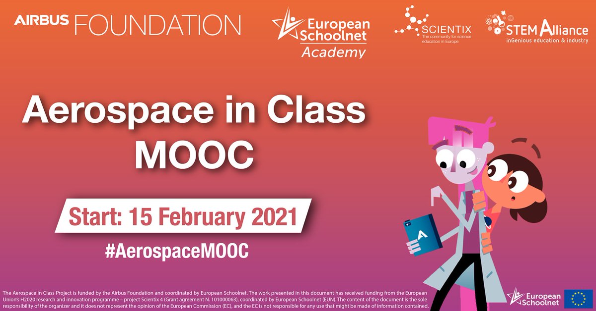 Jan De Craemer 🇪🇺 (@decraemerjan) on Twitter photo Space lovers, the European Schoolnet Academy has something perfect for you 🤩
Airbus Foundation, STEM AllianceSTEM Alliance and #Scientix launch a special MOOC on designing aerospace activities in the classroom. #AerospaceMOOC: bit.ly/Aerospace-MOOC <a href="/STEMplatform/">STEM-platform</a> <a href="/STEM_FL/">kiezen voor STEM</a> Space lovers, the European Schoolnet Academy has something perfect for you 🤩
Airbus Foundation, STEM AllianceSTEM Alliance and #Scientix launch a special MOOC on designing aerospace activities in the classroom. #AerospaceMOOC: bit.ly/Aerospace-MOOC <a href="/STEMplatform/">STEM-platform</a> <a href="/STEM_FL/">kiezen voor STEM</a>