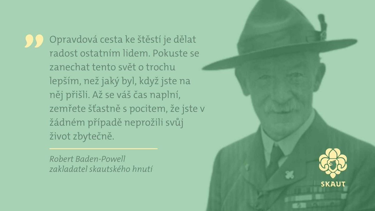 Dnes je 80 let od úmrtí zakladatele skautingu Roberta Baden-Powella. Nechal za sebou dobrodružství, které začalo v roce 1907 jedním táborem v Anglii a dnes je z něj největší celosvětové výchovné hnutí pro mládež s více než 60 miliony skautek a skautů. Thank you, B-P! ❤ #skaut