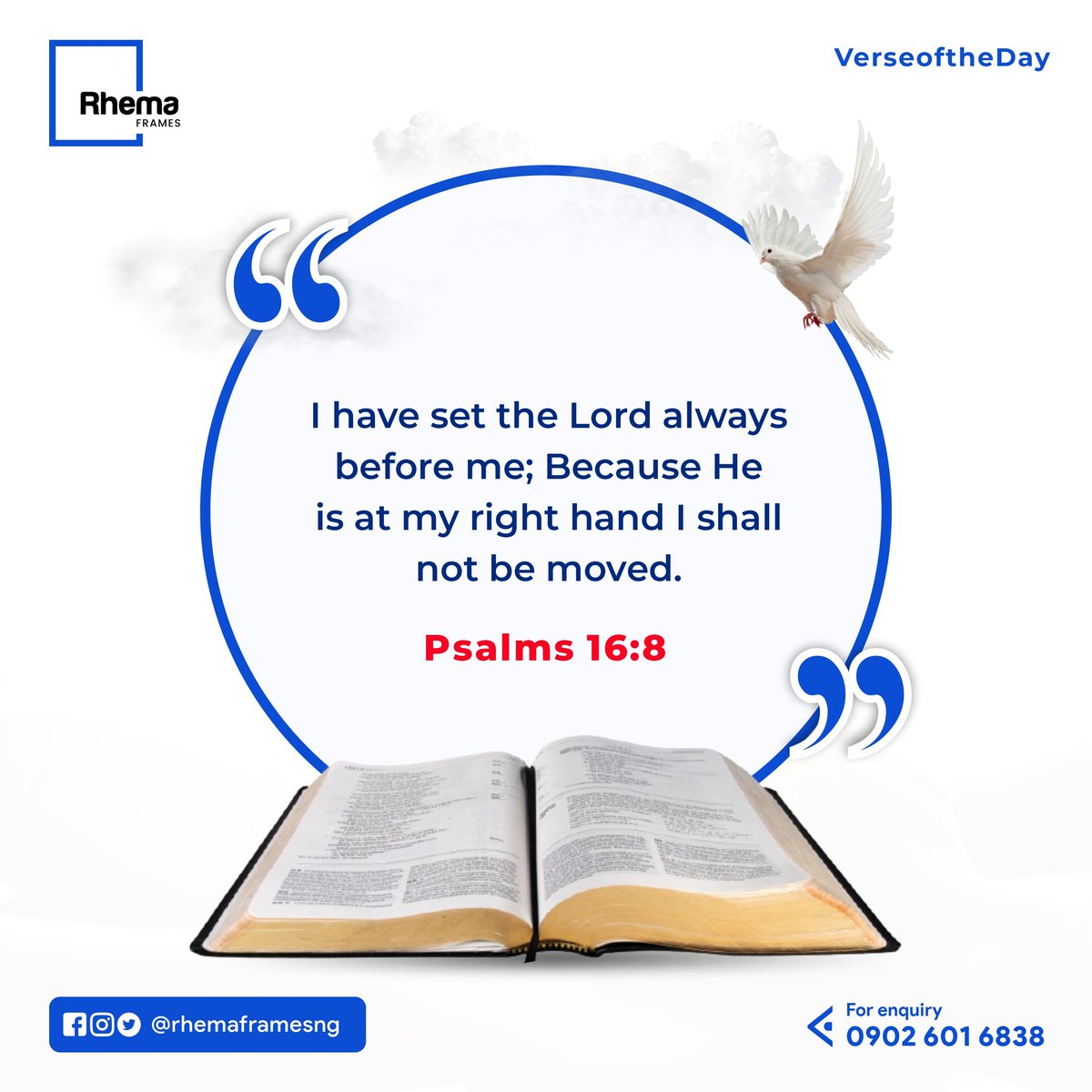 rhemaframesng's tweet photo. Like if this is for you.

"I have set the Lord always before me; Because He is at my right hand, I shall not be moved." Psalm 16:8 

#rhemaframes #verseoftheday #FridayMotivation https://t.co/Gb6lMDSDxJ