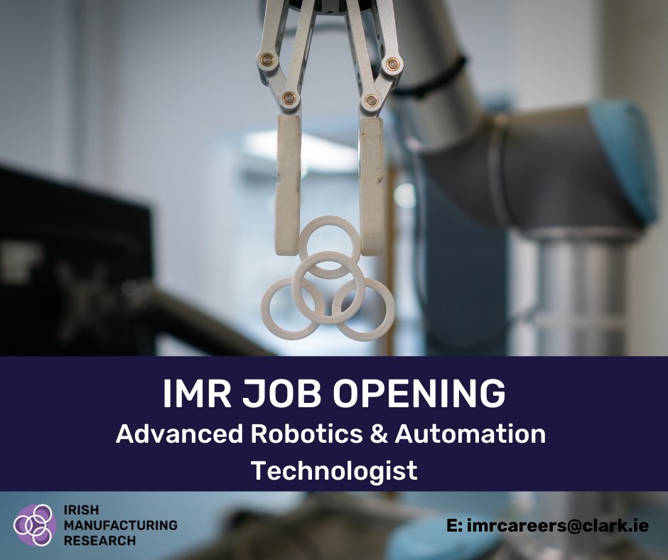 IMR_ie's tweet image. We Are Hiring - bit.ly/3aBi6nY
Advanced Robotics &amp;amp; Automation Technologist
Click the link for more details and send your CV to imrcareers@clark.ie to apply.
#jobfairy #imr #irishjobs #career #irishjobfairy #roboticscareers #robotics #automation #technologist #roboticsjob