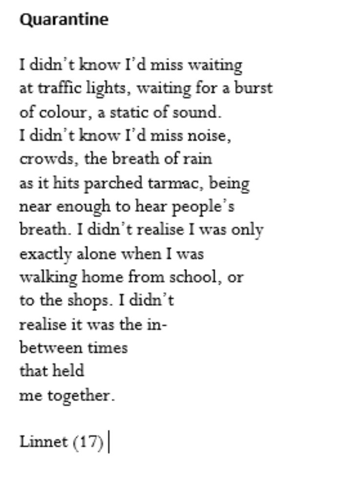 ‘I didn’t realise it was the in-between times that held me together.’ Linnet is 17.