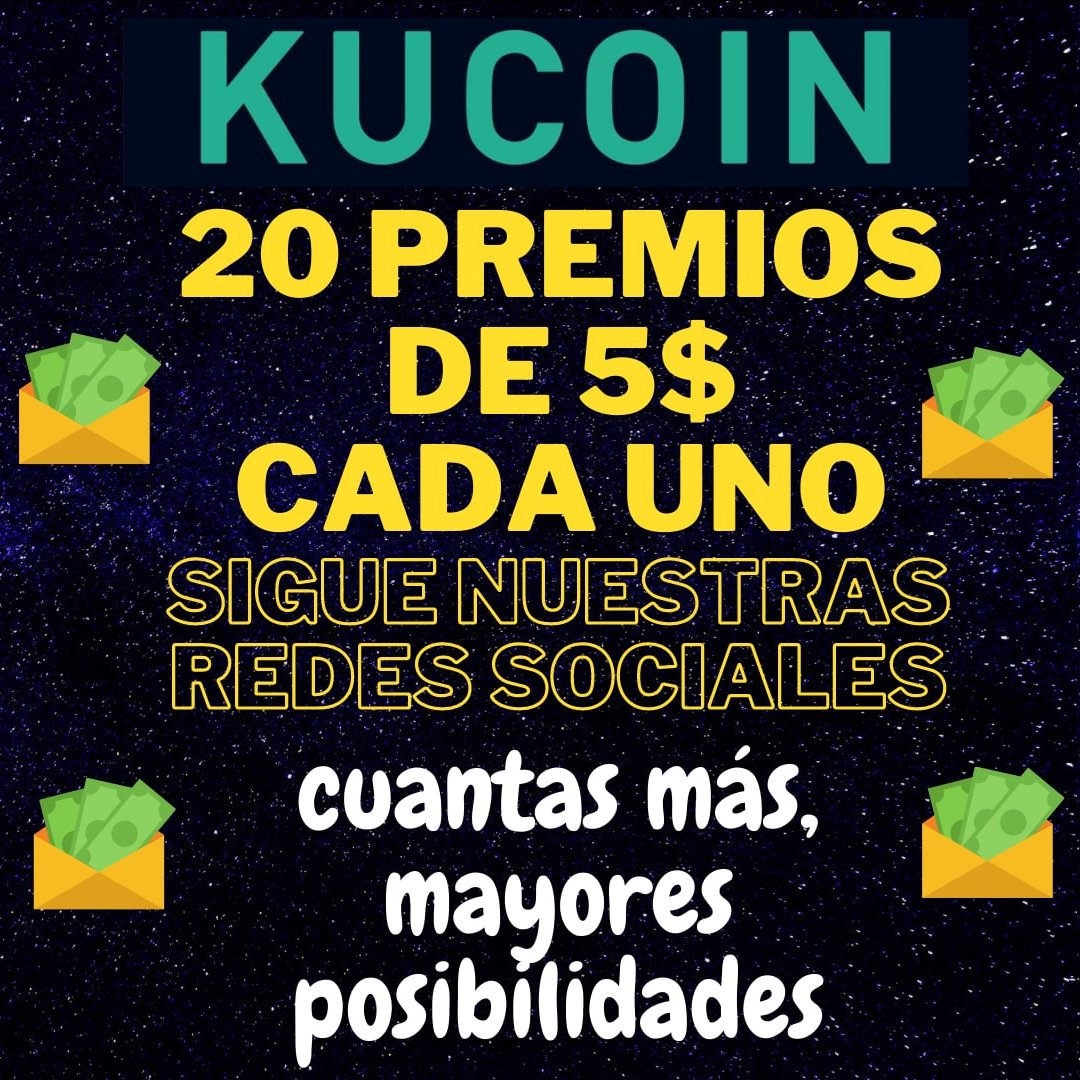 KuCoinLATAM's tweet photo. Este mes venimos con un sorteo para los seguidores de nuestras redes sociales. Por cada red social nuestra que sigas, una posibilidad extra de llevarte el premio.

El día 22 de Enero se cerrará el plazo de inscripciones 

Detalles: https://t.co/yA9i1wpzCc

#sorteos https://t.co/T7pVEwKofa