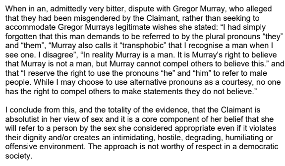 There cannot be anymore clear evidence that Liz Truss, the Government Minister for Women and Equalities is at the beck and call of anti trans radicals. Here is that judgement outlining the value of Maya Forstaters views on trans people.