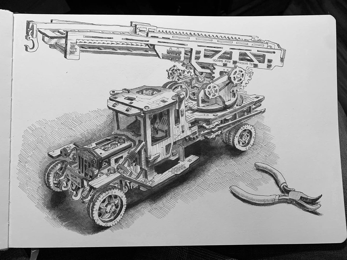 Been sketching to take my mind off things. These are the wooden models I've been building over Christmas break. 