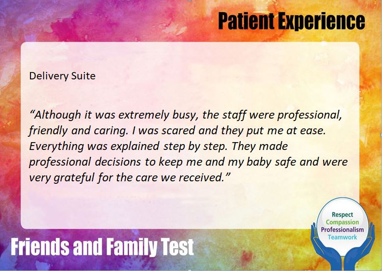 WalsallHcareNHS's tweet photo. Fantastic feedback received for Delivery Suite #FeedbackFriday #PatExpWalsall #WalsallandProud https://t.co/pQYNZexZNJ