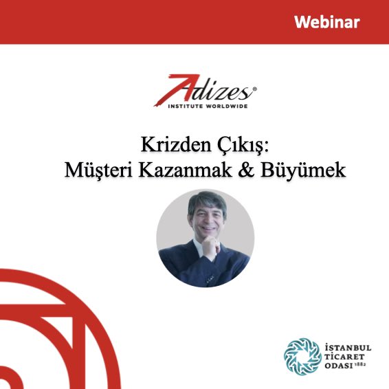 AdizesT's tweet photo. 6 Ocak 2021 tarihinde düzenlenen “Krizden Çıkış: Müşteri Kazanmak ve Büyümek”webinarına İstanbul Ticaret Odası’nın YouTube kanalından ulaşabilirsiniz. 
link: https://t.co/AiWZM6l6kr https://t.co/933Khao7q1