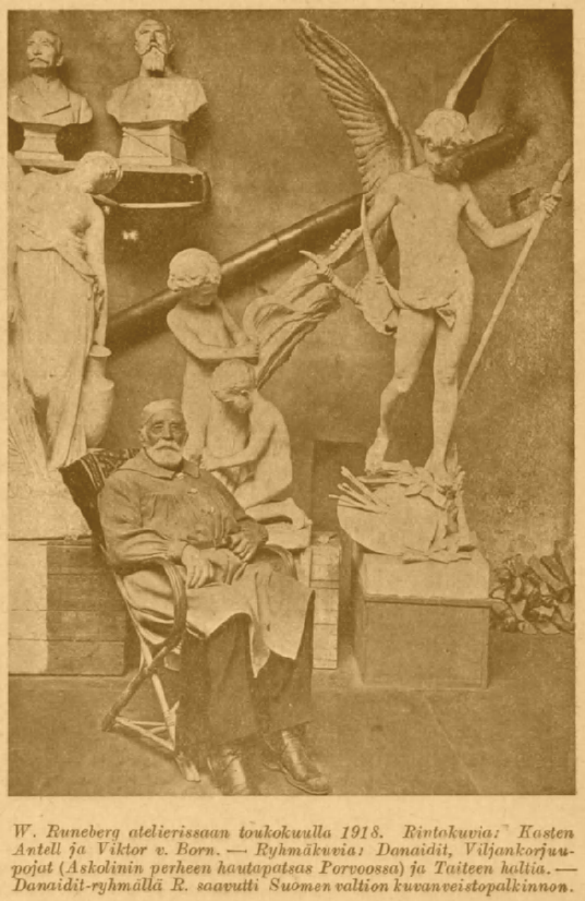 jouko_kokkonen's tweet image. Walter Runeberg atelierissaan toukokuulla 1918. (W. L. kuoli joulun alla 1920. -JK) Suomen Kuvalehti 8.1.1921 #Suomi1921 #ateljee #taide