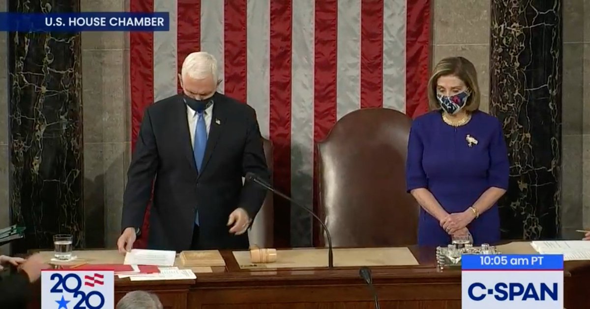 1:05PM EST: Hundreds of angry protesters start to charge towards the Capitol. House Speaker Pelosi gavels in a joint session to certify the 2020 election. President Trump is still speaking to supporters at The Ellipse. His speech will end around 1:10PM.