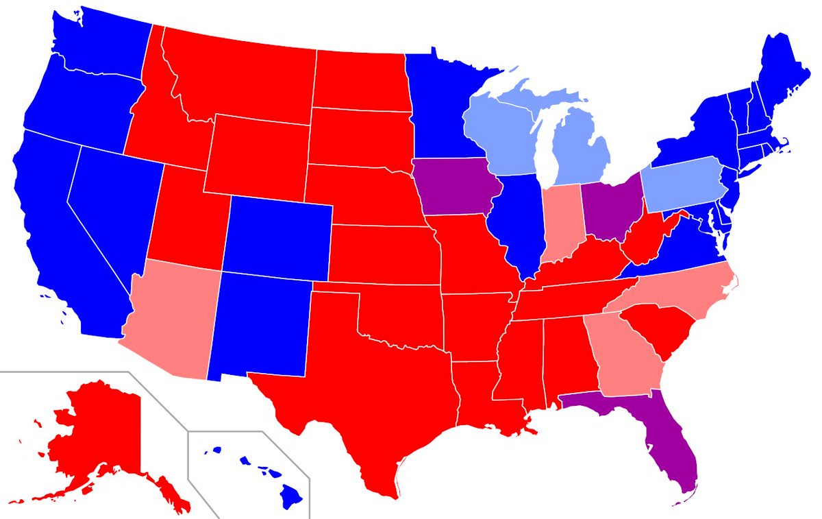 3. Red and Blue States for the last 4 elections
