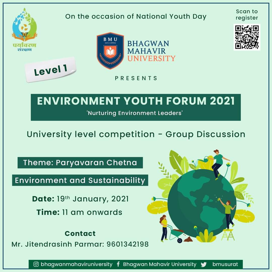 bmusurat's tweet photo. A University level competition: Group Discussion on "Paryavaran Chetna" 
Date: 19th January
Time: 11:00 am 
For any queries contact on 9601342198 https://t.co/781aaGrRLZ