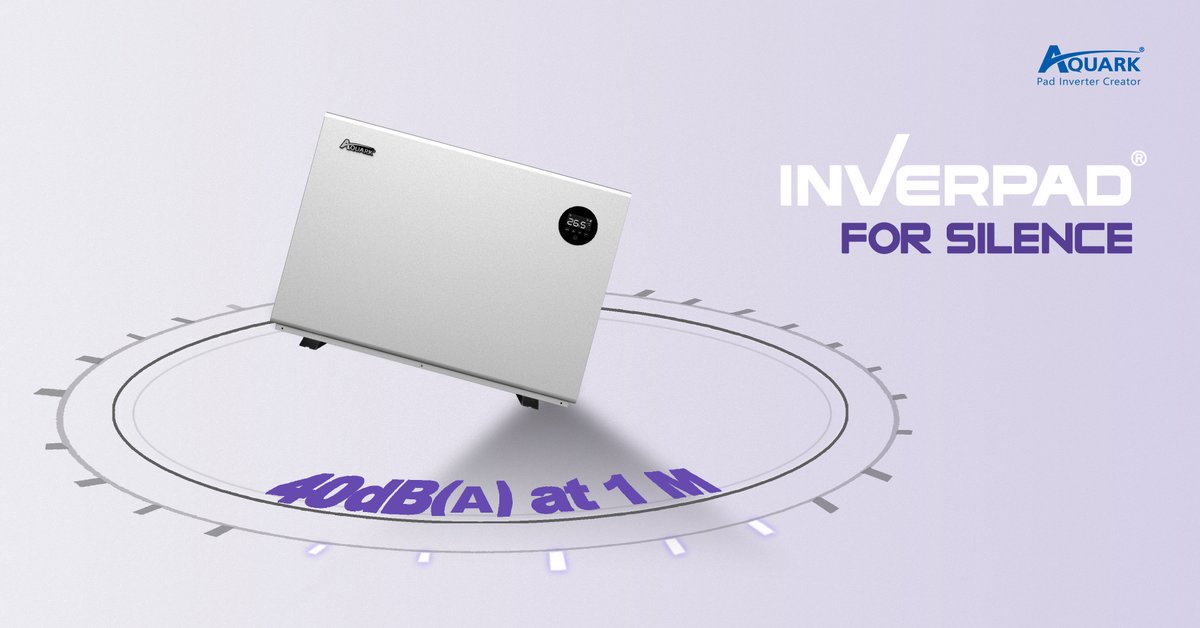 InverPad is a perfect combination of Pad design, stepless DC Inverter and noise-cancelling technology.
With sound level down to 40dB(A) at 1m, it is 12dB(A) quieter than ON/Off heat pump, providing the most silent swimming experience among the industry!