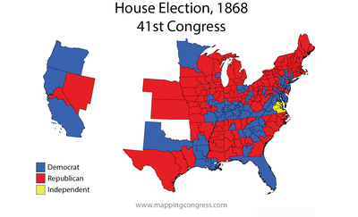 1868 - Despondency in South and Republicans won. But an anti-Republican front is forming for what happened in the Civil War.