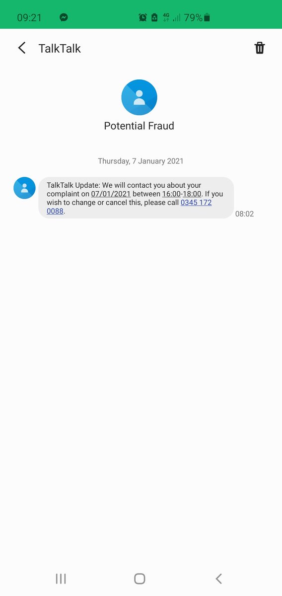 JamiePattersonn's tweet photo. @TalkTalk @TalkTalkGroup   imagine talk talk sending you that about your complaint and not ringing 🤣 typical scammers... even says potential fraud.... thats all talk talk are is fraud dirty horrible company glad ive cancelled before i even got it... still waiting for the call https://t.co/kyR0eKzADl
