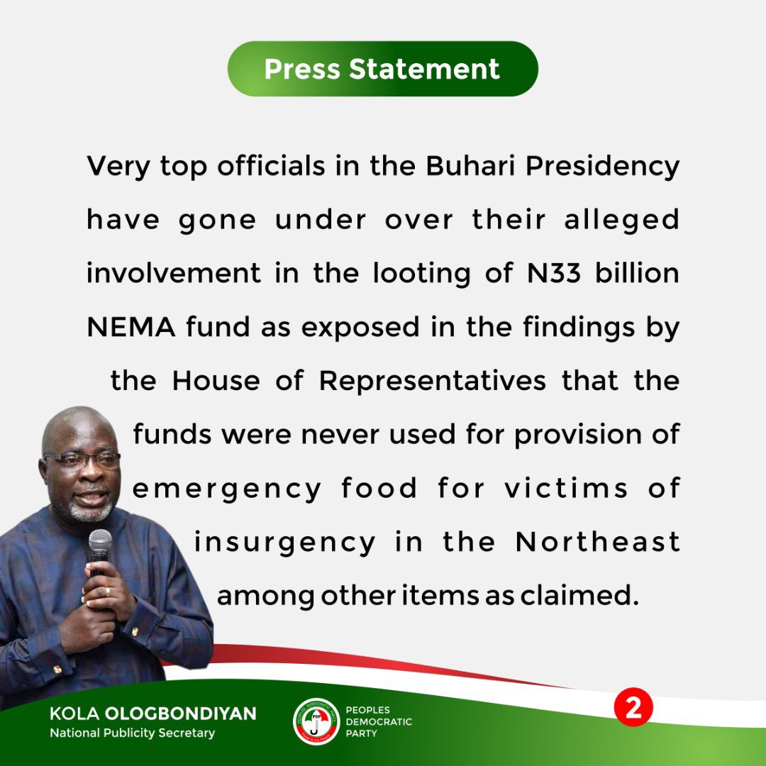 #APCHouseOfCorruption-The <a href="/officialEFCC/">EFCC Nigeria</a> has abandoned its responsibilities on the N33 Billion NEMA Funds as exposed by the House of Representatives that funds were never used for the provision of emergency food for victims of insurgency in the northeast among others.