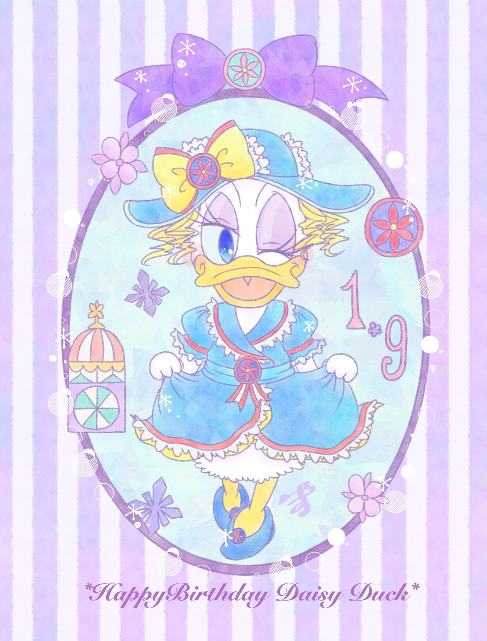 鶴 Happy Birthday Daisy デイジーの衣装はどれもおしゃれで描くの迷ったのですが 金髪が可愛くて好きなエレクトリカルパレードにしました お誕生日おめでとう W デイジー生誕祭 デイジースクリーンデビュー デイジーダック生誕祭