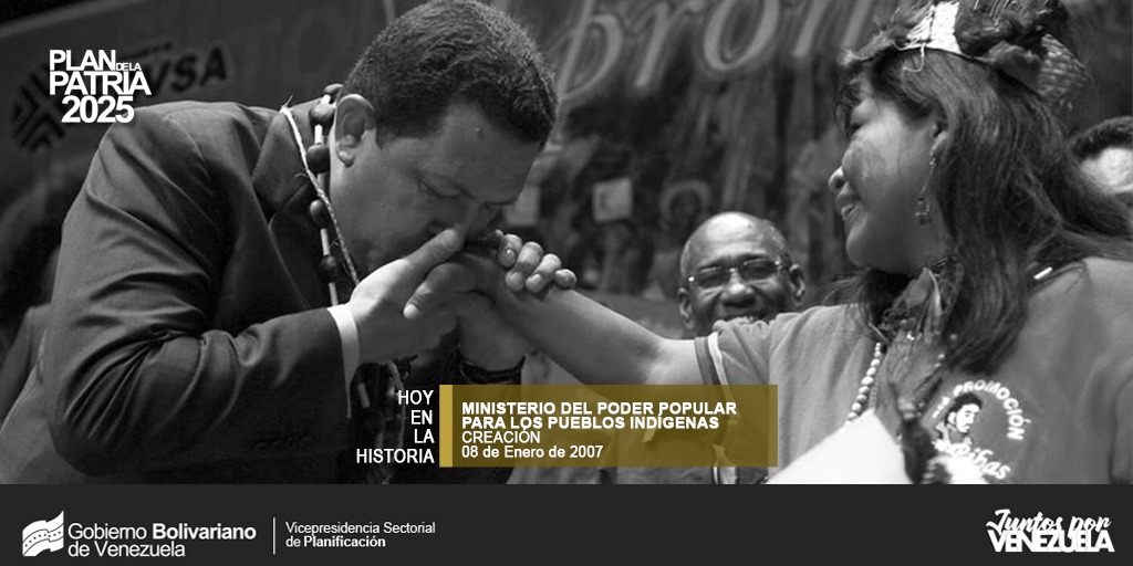 #TalDíaComoHoy  #8Ene  hace 13 años fue creado el <a href="/MINPIOFICIAL/">Ministerio Indígena</a> por el Cmdte Chávez, con el firme propósito de visibilizar a los más de 40 pueblos originarios del país. Durante la Revolución Bolivariana han sido muchos los avances y logros en esta materia
#ANDefensaYSoberanía