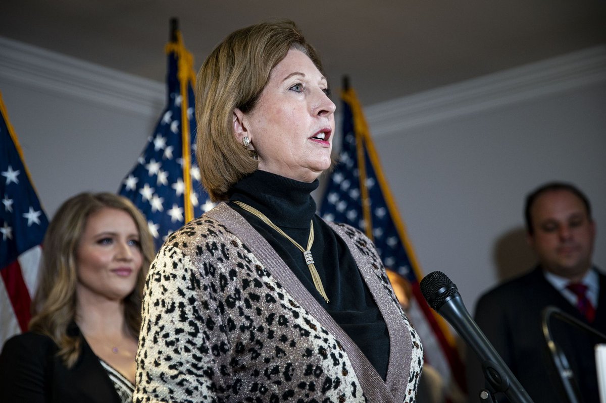 nycjim's tweet photo. Kraken lawyer and Trump ally Sydney Powell is now facing a $1.3 billion defamation case from Dominion Voting Systems after her baseless and insane claims of foreign influence in the 2020 election. https://t.co/5uhMwGzYEV https://t.co/MS5jG89Vph