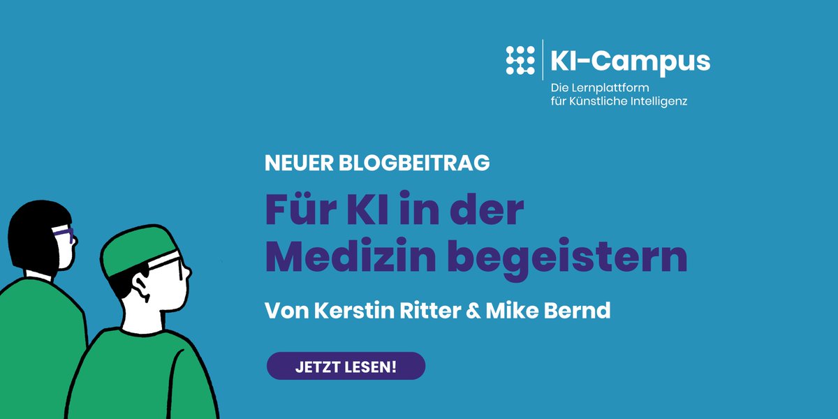 KI-Campus (@kicampus) on Twitter photo Mit einem Podcast & einem interaktiven Online-Kurs für #KI in der #Medizin begeistern: Kerstin Ritter von der <a href="/ChariteBerlin/">Charité - Universitätsmedizin Berlin</a> & @mike_bernd_ vom #KICampus geben einen Einblick in "Dr. med. KI".
➡️Zum Blogbeitrag: ki-campus.org/blog/ki-in-der…
#KünstlicheIntelligenz #TwitterCampus #OER Mit einem Podcast & einem interaktiven Online-Kurs für #KI in der #Medizin begeistern: Kerstin Ritter von der <a href="/ChariteBerlin/">Charité - Universitätsmedizin Berlin</a> & @mike_bernd_ vom #KICampus geben einen Einblick in "Dr. med. KI".
➡️Zum Blogbeitrag: ki-campus.org/blog/ki-in-der…
#KünstlicheIntelligenz #TwitterCampus #OER