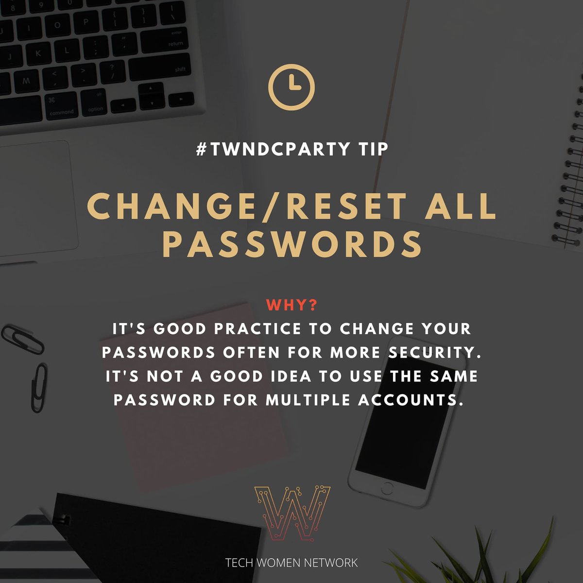 TechWomenWork's tweet photo. Join the #TWNdcParty by following our tips or completing your own cleanup goals by January 31st.✔ Let us know if you're in by commenting or using the hashtag and we'll cheer you on. Make it fun and get it done! #2021goals #womenintech #privacy #techwomennetwork https://t.co/38uFVVSnpT