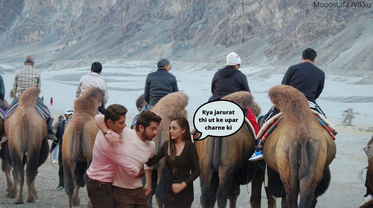 10.Three of them went to Nubra Valley but Vikram met with an accident. He fell down from the Ladakhi Camel but Shravan and Suman helped him.  #hamaresu1
