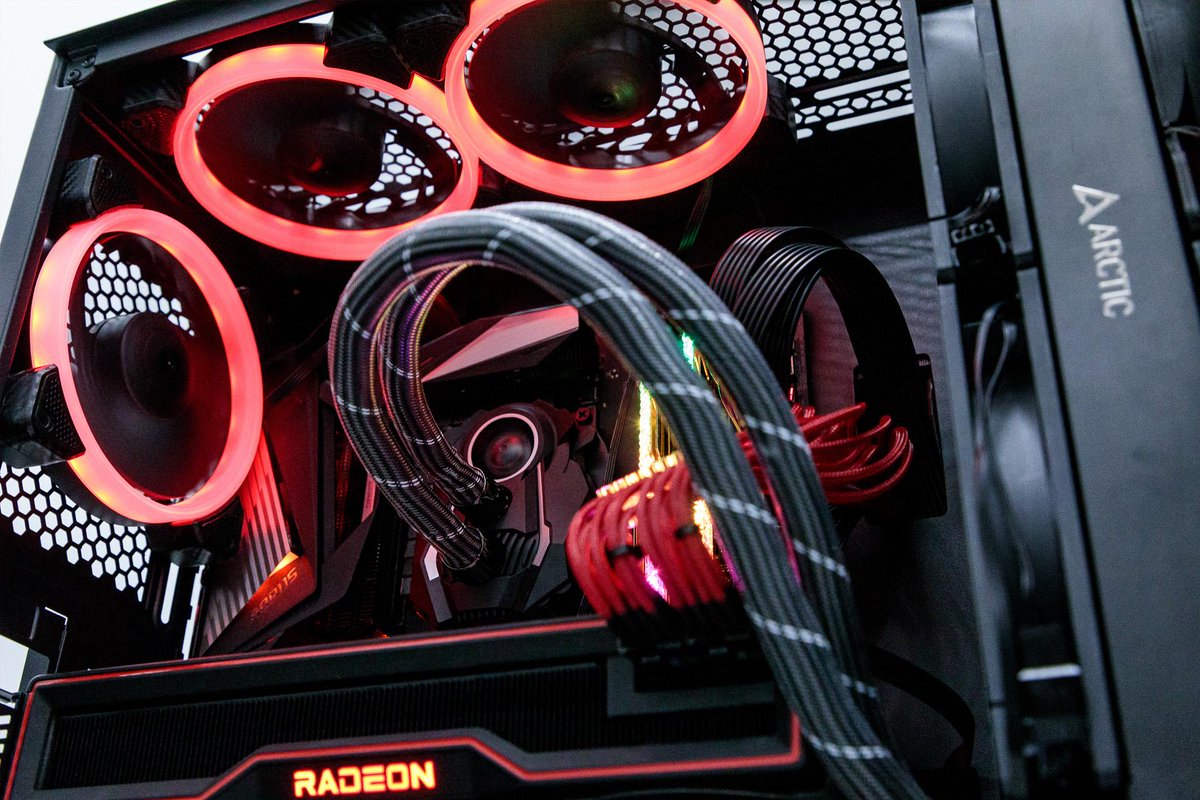 AMD_UK's tweet photo. Our first #RedRigFriday of 2021!

From @SteDiGaming featuring our @AMDRyzen 9 5900X &amp; @Radeon RX 6800 XT, on the @AORUS_UK X570 Master, w/ memory from @gskillgaming &amp; storage from @ADATAUK all in the @COUGAROFFICIAL DarkBlader X5 RGB

Check them out: https://t.co/EyY64i2Zr1 https://t.co/Yq7qZwnR9G