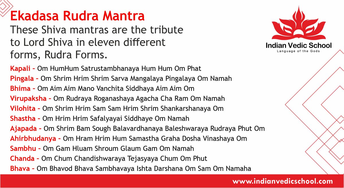 Ekadasa Rudra Mantra

These Shiva mantras are the tribute to Lord Shiva in eleven different forms, Rudra Forms.

#indianvedicschool #vedicschool #indian #vedic #school #languageofthegods #LanguageOfGods #shivamantra #lordshiva #shiva #mantra #omnamahshivaya #rudra #RudraMantra