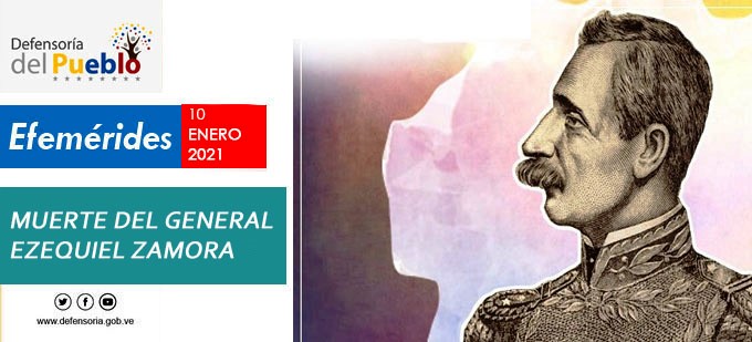 #Efeméride Hoy #10Ene rememoramos otro aniversario de la muerte del Gral. Ezequiel Zamora fue un político y militar venezolano, uno de los principales participantes de la Guerra Federal y de la batalla de Santa Inés.