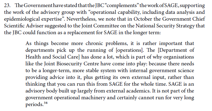 In the UK, as in most places, science advisory mechanisms were being designed and implemented as they were being relied on, example of Joint Biosecurity Centre belowThis makes it difficult to secure robust, legitimate, trusted advice, to put it mildly