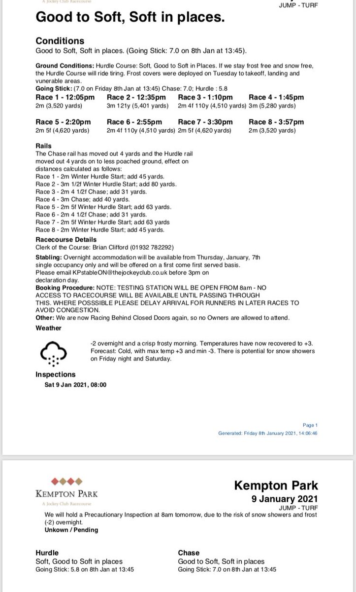 kemptonparkrace's tweet photo. Going update for @Ladbrokes Lanzarote Hurdle Day tomorrow - precautionary inspection called for 8am #goingupdate https://t.co/qcDWteWQAy