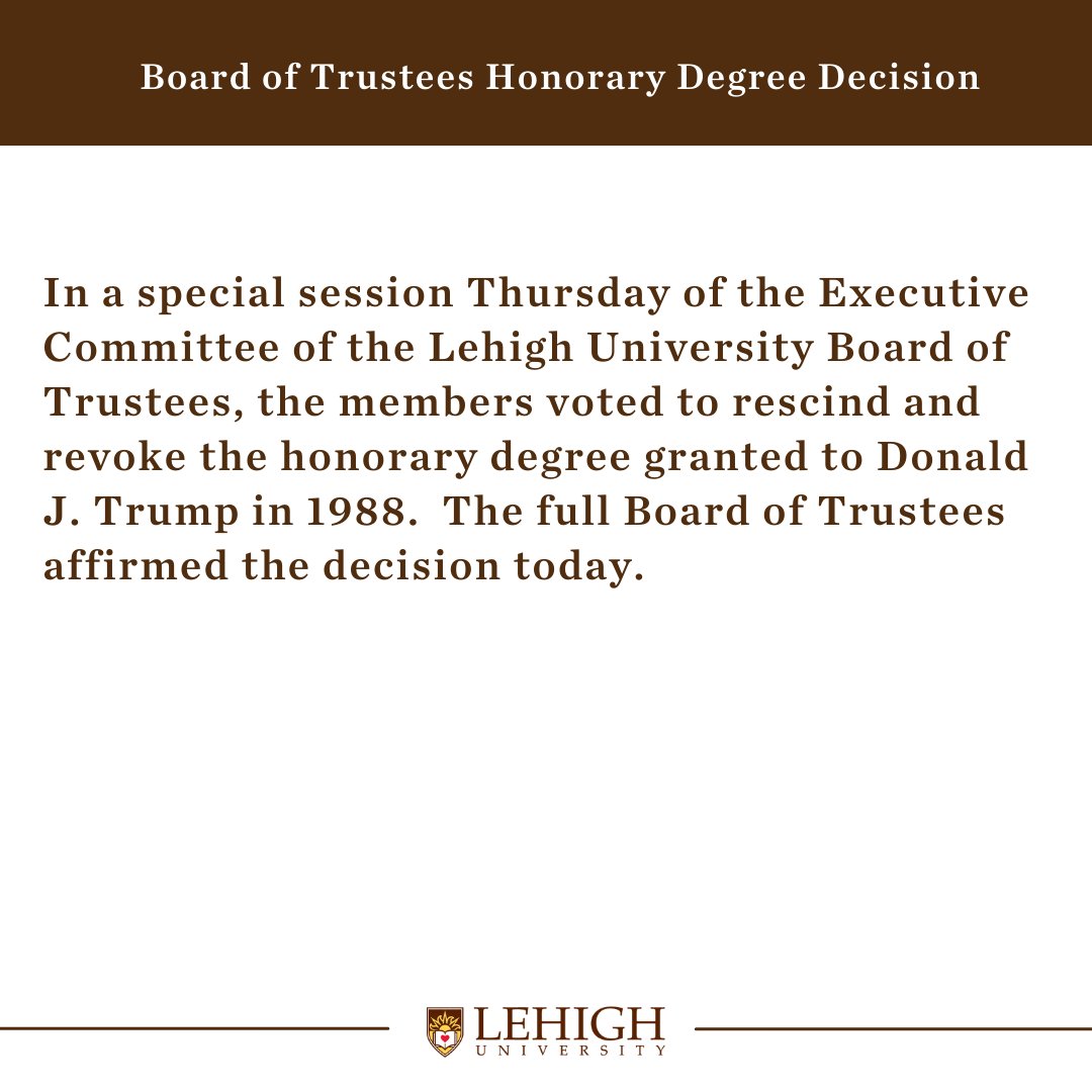 A message from the Board of Trustees: