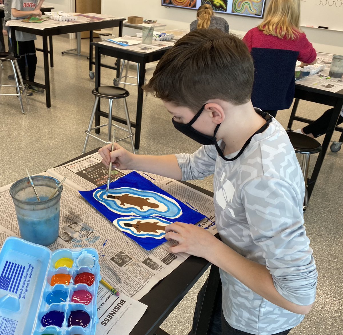 BathElementary's tweet photo. Mrs. Koch’s 5th grade art students are creating some amazing Australian Aboriginal Dot Painting!!! https://t.co/fMLYejJ8sy