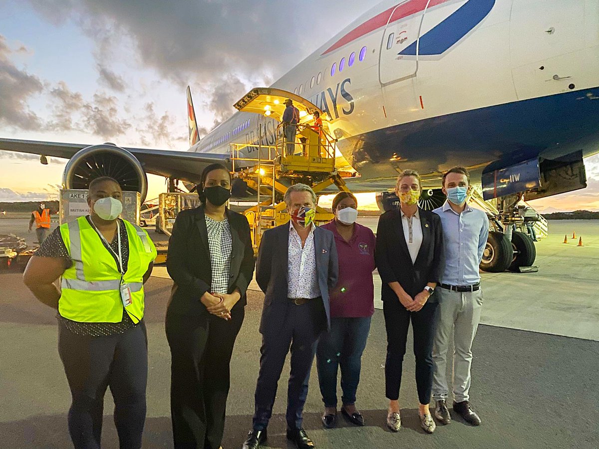 VACCINES IN TCI: The first batch of Covid-19 vaccines arrived in the Turks and Caicos Islands yesterday.
Governor Nigel Dakin joined healthcare representatives to meet the flight before the vaccines were transported to TCI Hospital CEO Dr Denise Braithwaite and her team.