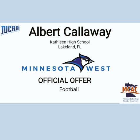 bukk2267's tweet photo. Official Offer From Minnesota West 🔵⚫️🐦@MnWestFootball @CoachBDeVries @lindyy74 @polk_way @JUCOFFrenzy @H2Athletes https://t.co/7oaJul9DkB
