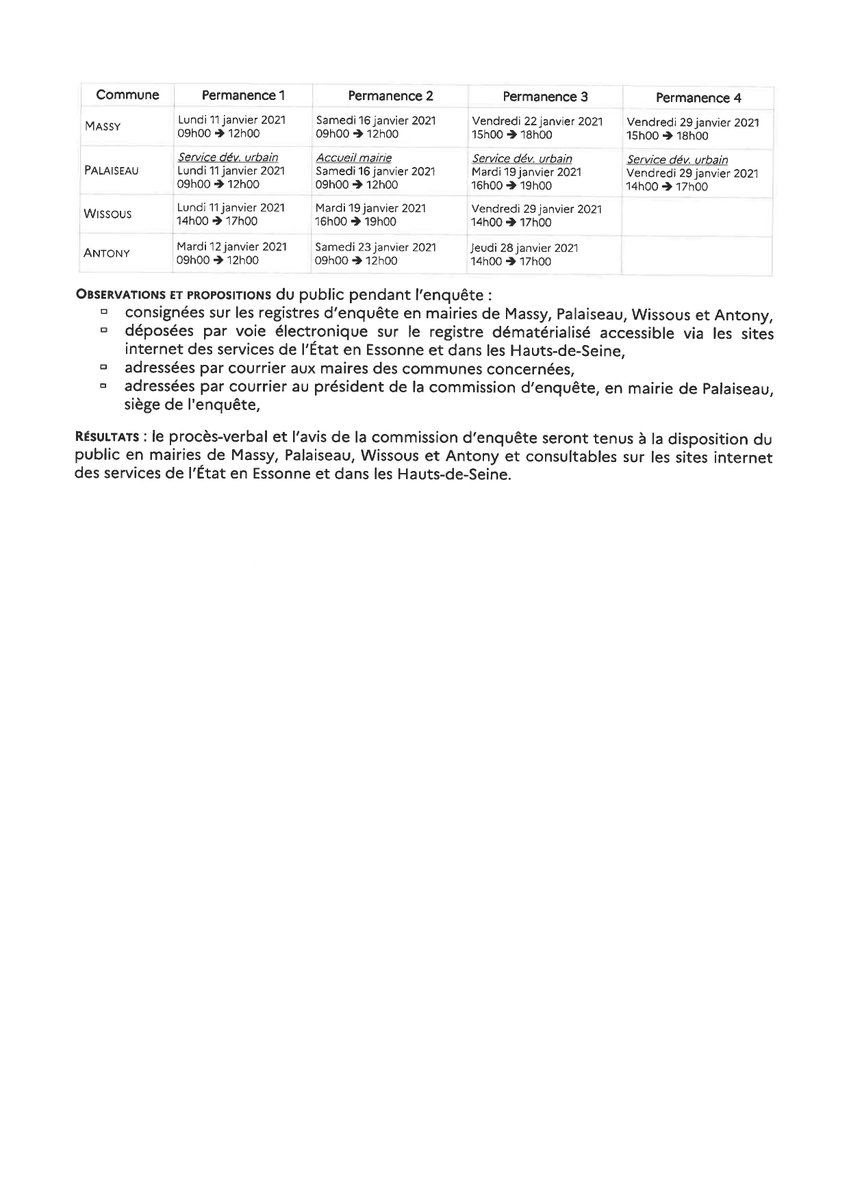 ℹ️ I Ligne 18 - Enquête parcellaire

Il sera procédé du lundi 11 au vendredi 29 janvier 2021 inclus à cette enquête parcellaire.

Plus d'infos : wissous.fr/article_1458_1…