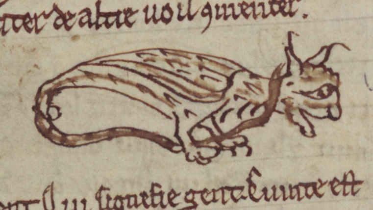 MertonBeasts's tweet photo. The asp is like a serpent, but with feet and ears and wings.

It holds one ear close to the ground to do most evil things.

#LockdownBestiary #Oxford #MedievalTwitter #NotASnake #NotBirds

📷 Merton College, MS 249, f. 7r https://t.co/3gtxG0BBPW