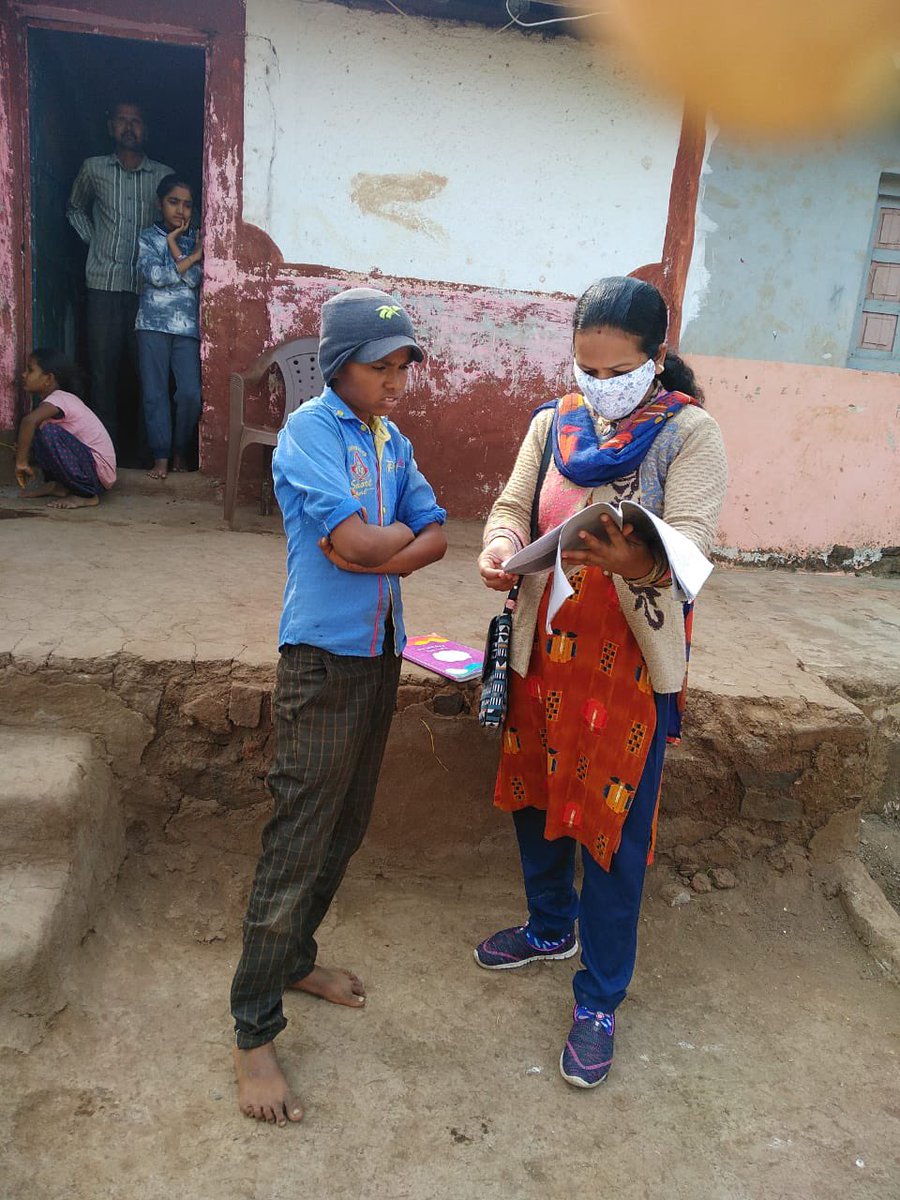 SRFFoundation's tweet photo. Though the pandemic has brought classroom education to a halt. Our dedicated teachers from #Netrang (#Gujarat) are visiting homes of students to guide them better.
#BeResponsible
#WeAlwaysFindABetterWay
@srflimited https://t.co/hbjiABQwIb