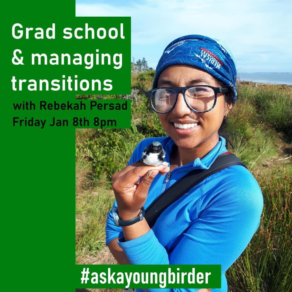 Hey everyone! I'll be going live on Instagram with @ youngbirders to talk about my experience with grad school so far, dealing with life transitions, and all things birds related! 
Be there at 8 pm! 
instagram.com/young_birders?… 
#askayoungbirder
@ofobirds