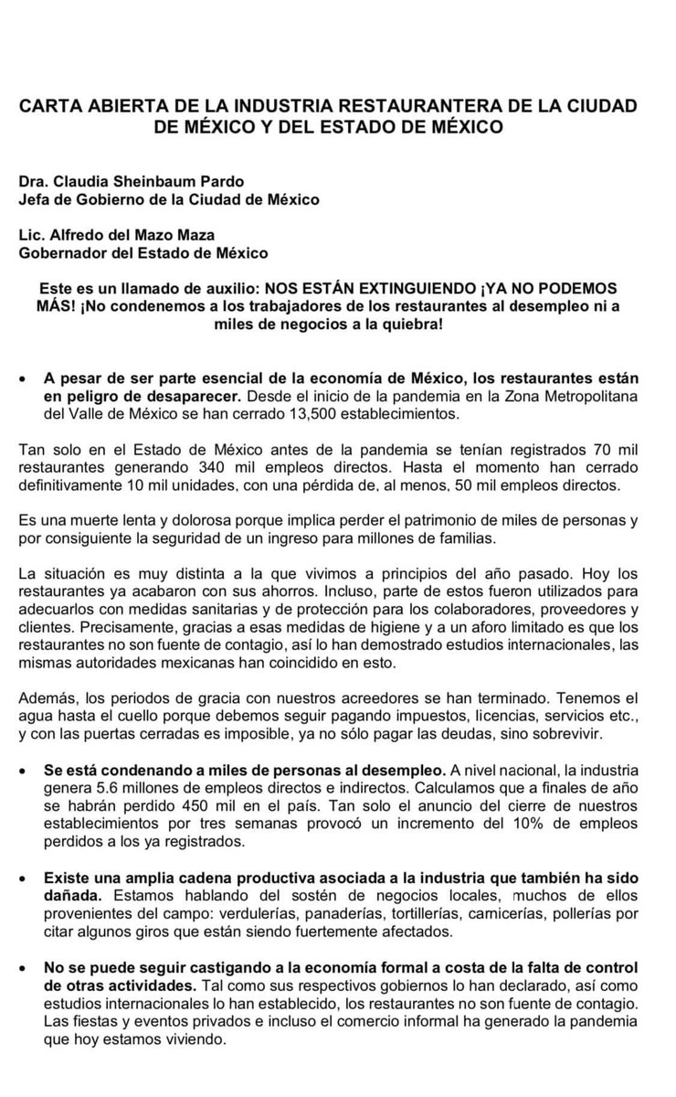 JoseRaCastillo's tweet image. Desde que el sustento de los integrantes de una familia dependen  de un restaurante o comercio de alimentos, este se convierte en establecimiento de primera necesidad. Este es un S.O.S. del sector restaurantero. 
Me ayudan con un RT, por favor!? #AbrimosoMorimos
