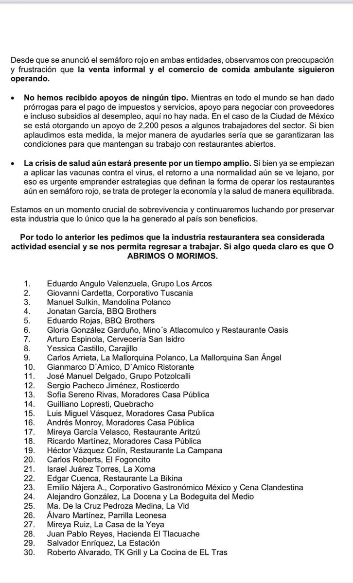 JoseRaCastillo's tweet image. Desde que el sustento de los integrantes de una familia dependen  de un restaurante o comercio de alimentos, este se convierte en establecimiento de primera necesidad. Este es un S.O.S. del sector restaurantero. 
Me ayudan con un RT, por favor!? #AbrimosoMorimos