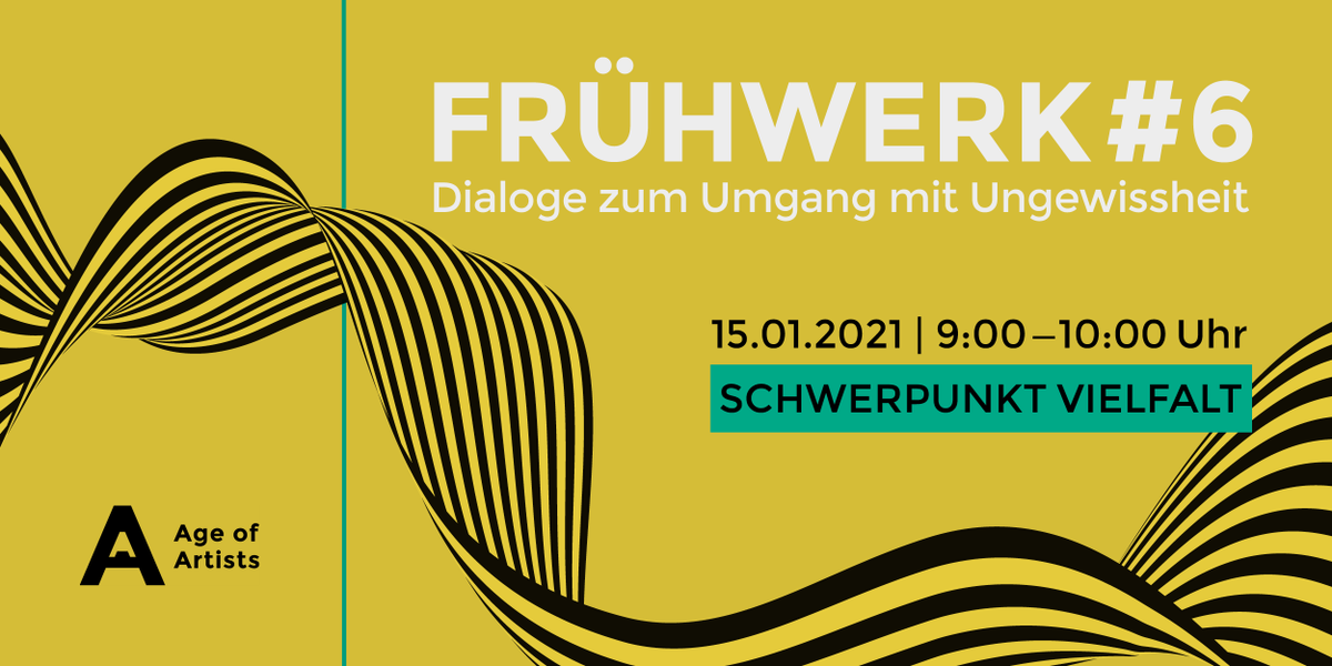 FRÜHWERK#5
15. Januar 2021 | 9.00 – 10.00 Uhr | Schwerpunkt VIELFALT

Gratis Anmeldung unter: eventbrite.de/e/fruhwerk-6-s…

#vielfalt #diversity #komplexität #effizienz #effektivität #kreativität #ungewissheit #frühwerk #ageofartists #creativecompany