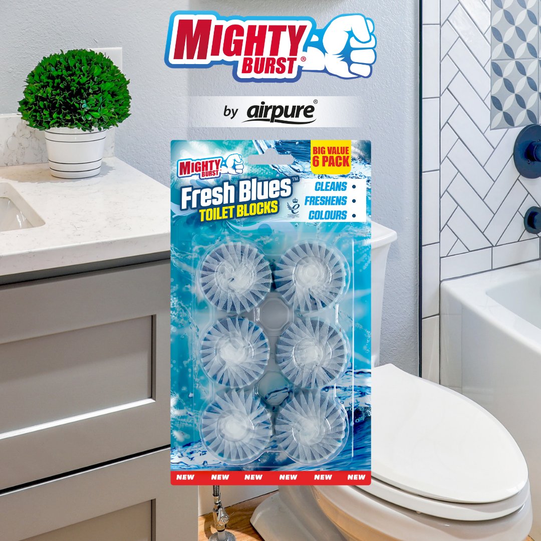 AirPureUK's tweet photo. Mighty Burst Fresh Blues Toilet Blocks 🚽
💙 Cleans
💙 Freshens
💙 Colours

#Airpure #AirpureUK #MightyBurst https://t.co/ohWbYmBXJs